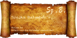 Szojka Balambér névjegykártya